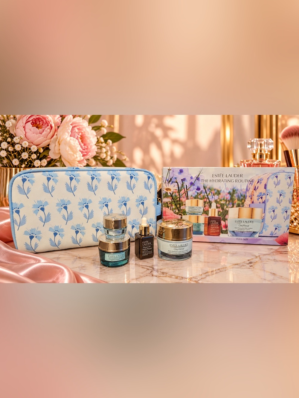 Estée Lauder The Hydrating Routine Skincare Set w/ Cosmetic Bag New in Box NIB
